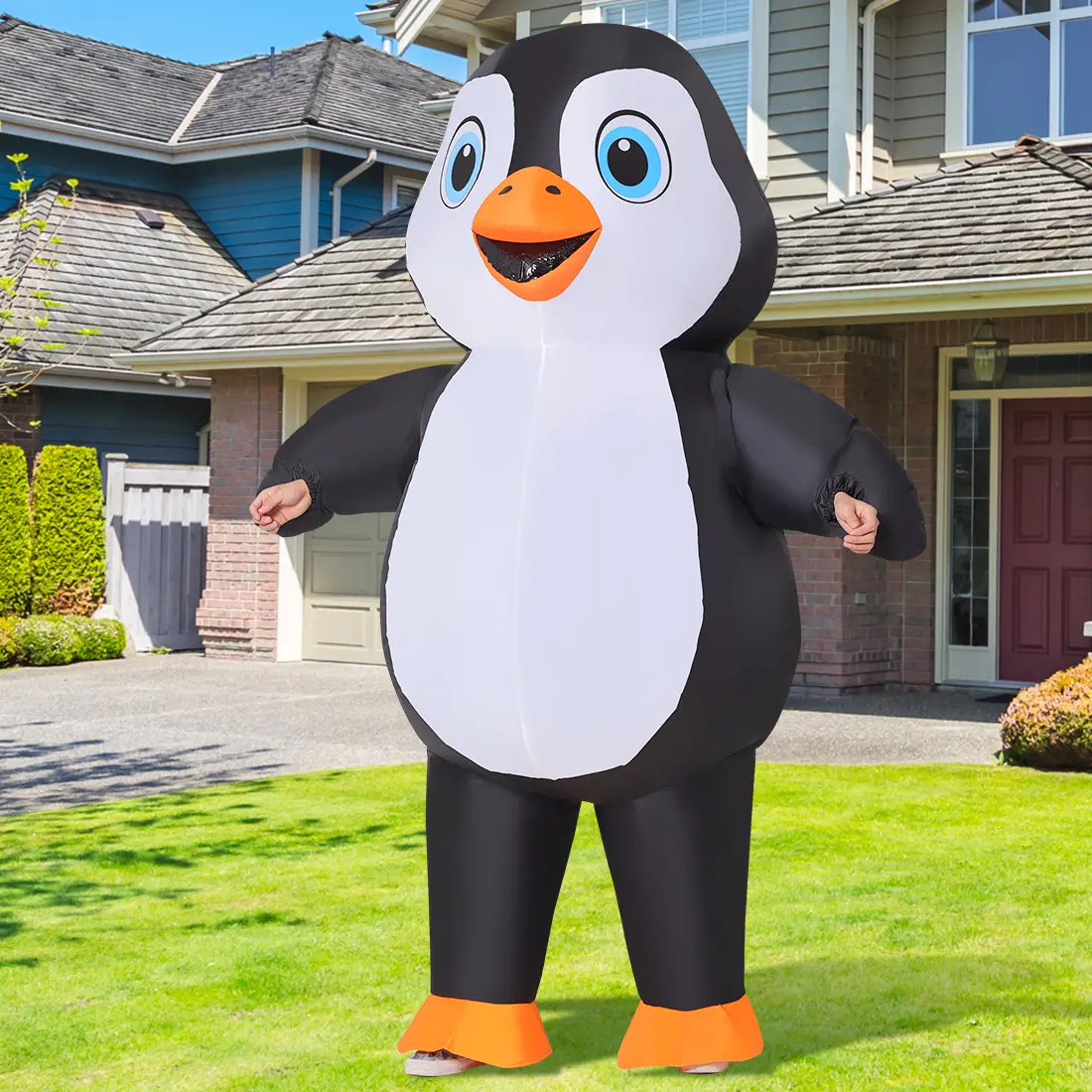 GOOSH 72in Women's Adult Penguin Inflatable Costume - Full-Body Waterproof Polyester Outfit with Heavy-Duty Blower, Elastic Drawstring, Realistic Print, Cosplay Gear for Halloween, Family Events, Costume Ideas