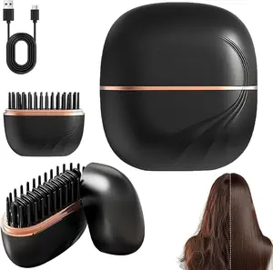 Portable Electric Cordless Mini Hair Straightener,3-Speed Temperature Control & Fast Heating,Heat-Resistant Anti-Scald Shell,Rechargeable Hot Comb for Travel