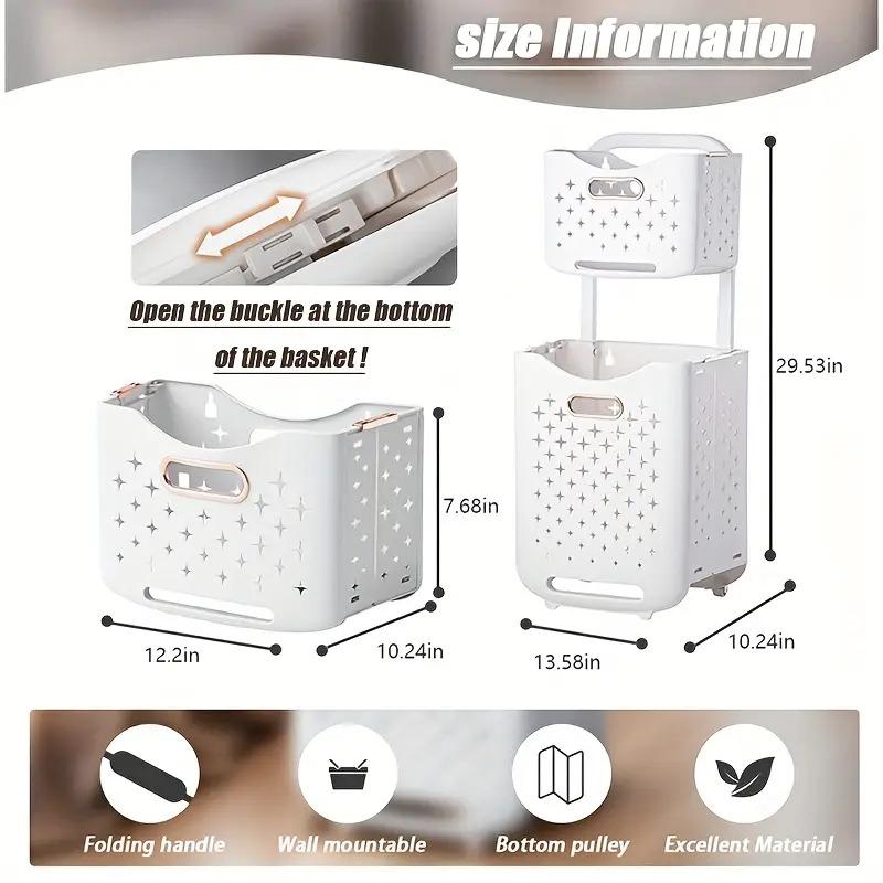 Foldable Rolling Storage Basket with Wheels - Extra-Large Capacity, Wall-Mountable, Space-Saving Organizer Laundry Room, Bedroom, Closet, And Small Spaces Laundry Basket- Stackable And Foldable Storage Bin for Home, Office, And More, Shelf Baskets Foldable Rolling Storage Basket with Wheels - Extra-Large Capacity, Wall-Mountable, Space-Saving Organizer Laundry Room, Bedroom, Closet, And Small Spaces Laundry Basket- Stackable And Foldable Storage Bin for Home, Office, And More, Shelf Baskets