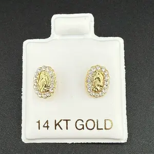 14k gold Virgin Mary earrings