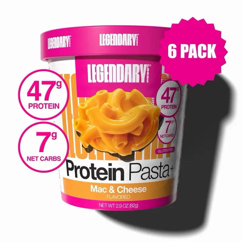 Legendary Foods Protein Plus Mac & Cheese (6-Pack) - 47g Protein, 7g Net Carbs, Gluten-Free, Keto Friendly
