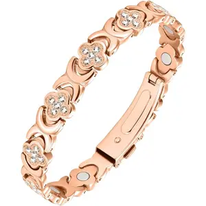 Nandudu Copper Bracelet for Women 3800 Gauss Magnetic Bangle 99.99% Pure Copper Adjustable 8.66 Inches Trendy Fashion Jewelry Gift