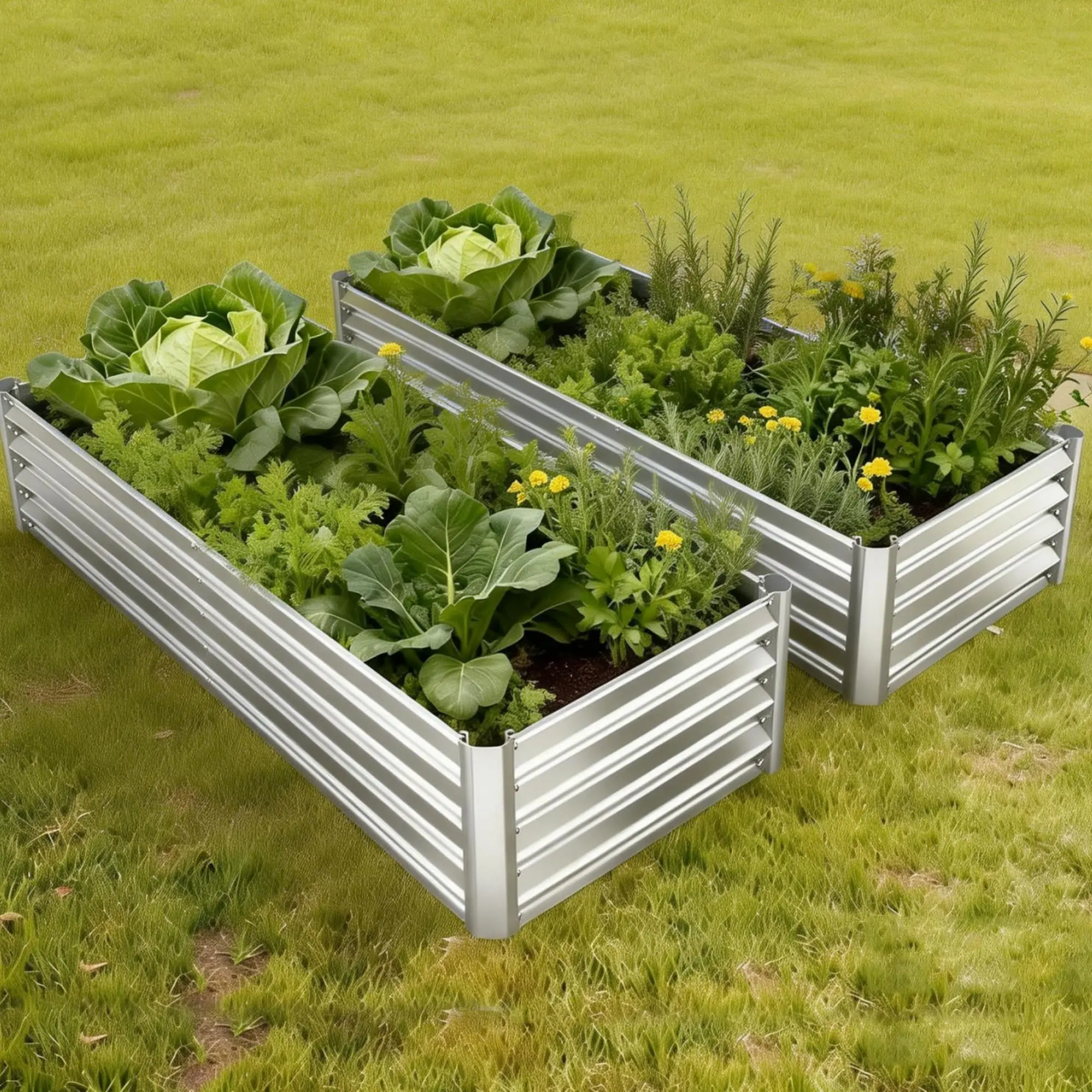 Garvee Galvanized Raised Garden Beds, 2 Pack 6x1.5x1 ft Outdoor Metal Planter Boxes for Vegetables, Flowers and Herbs