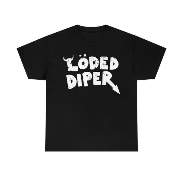 Vintage Loded Diaper Graphic T-shirt, Unisex Heavy Cotton Sporty Streetwear Top with Breathable Short Sleeves
