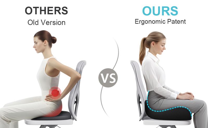 Benazcap Non-Slip Extra Large Ergonomic Memory Foam Seat Cushion for Office Gaming Chair & Car Pressure Sciatica Pain Relief X Large Size Gingham Design