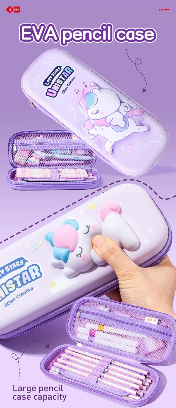 iiGEN KunPanda & Unicorn Back to School Sets! All-in-One School Supply Set，Includes Pencil Case, Mechanical Pencils,Gel Pens,Markers,Notebooks,Eraser,Ruler & Striker- Must-4 Styles Gift for Kids & Students!