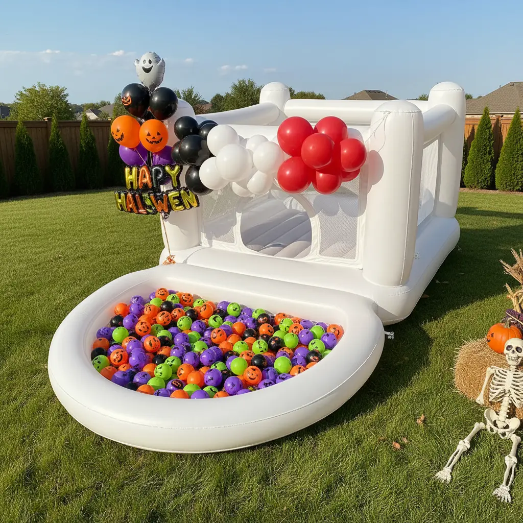 Unisex Kiddie Inflatable Bounce House - PVC-Free Mini Trampoline, Soft Play Ball Pit, Inflatable Playground, Developmental Home Playground Equipment, No Excess Bulk Party-Ready Kids Outdoor Play Gear
