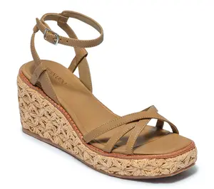 Bernardo Leather and Raffia Wedge Sandal - Cairo Bernardo Leather and Raffia Wedge Sandal - Cairo