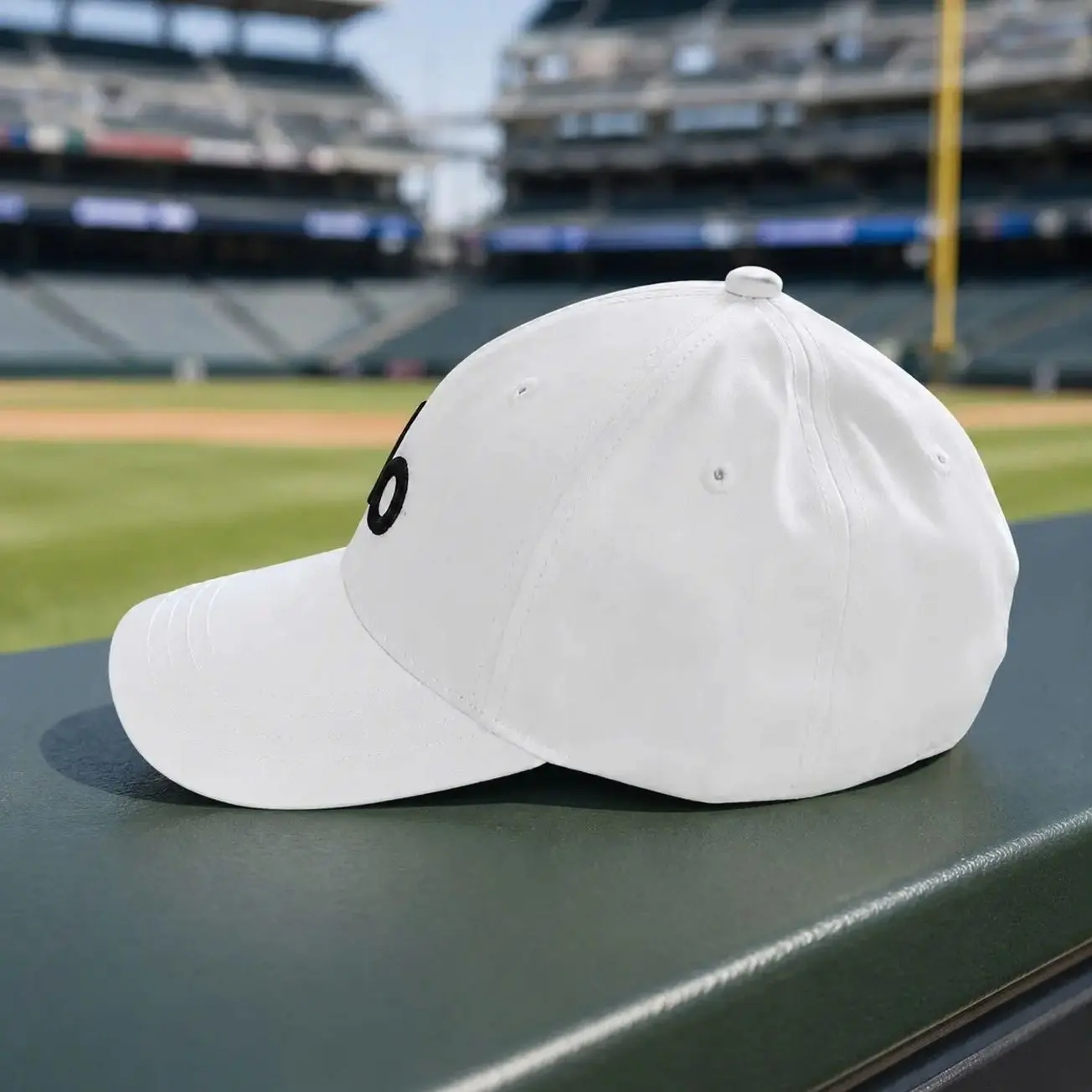 White Off-Duty Adjustable Baseball Cap – Embroidered Logo Curved Brim Athletic Hat for Women and Men, Available in Pink, Black and White