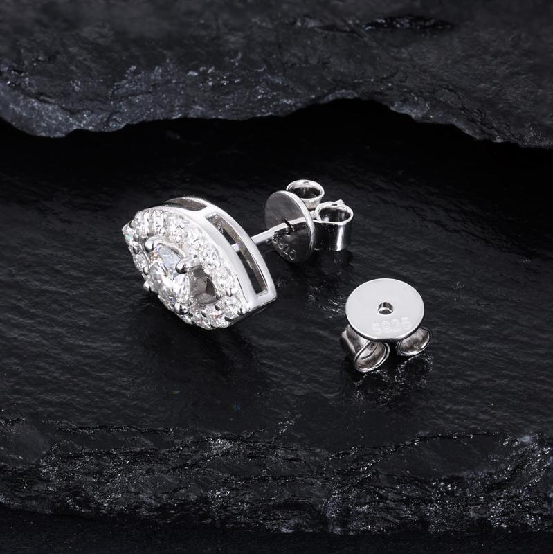 【#E580】Eye-shaped earrings UCCIYO Synthetic Moissanite Earrings For Women 925 Sterling Silver Stud Earring Men Hip Hop Jewelry Couple Gift Halloween