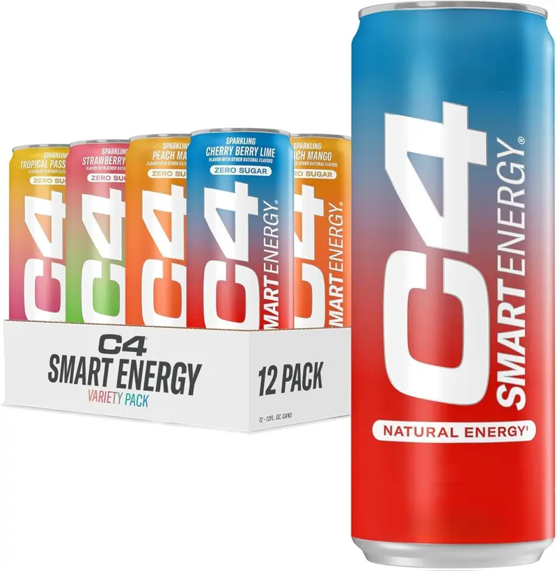 Cellucor C4 Smart Energy Drinks Variety Pack Sugar Free Performance Fuel & Nootropic Brain Booster 4 Flavor Tropical Oasis 12 Pack