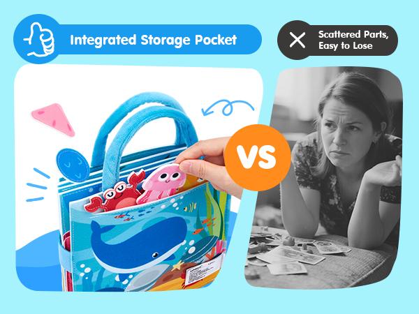 hahaland Ocean Busy Book for Toddlers 1-3, Montessori Toys Sensory Activity Busy Board, Travel Toy for 1 2 3 Year Old Boys Girls, Educational Fine Motor Skills Learning Toy, Toddler Birthday Gift