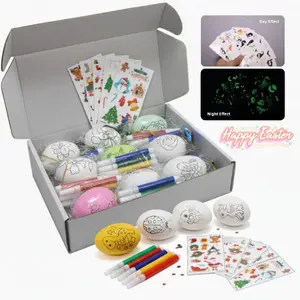 9PCS DIY Easter Egg Decorating Kit for Kids – All-in-One Easter Craft Kit, Creative Painting Eggs Toy, Easter Basket Stuffer