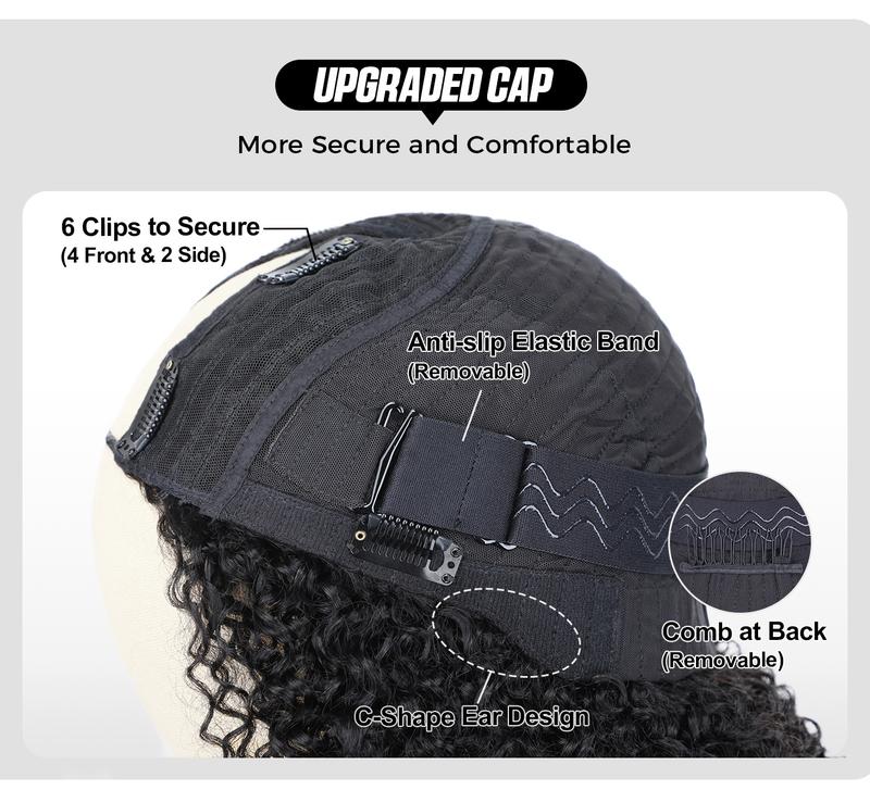 OQ HAIR Kinky Straight Hair V Part Wig No Leave Out Thin Part Human Hair Glueless Wigs Beginner Friendly