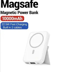 VIL Magnetic Wireless Power Bank 10000mAh with Kickstand Built-in USB-C Lighting Cables 22.5W PD LED Screen Fast Charge Phone Holder Stand for iPhone 17 MagSafe Compatible Android- Cable