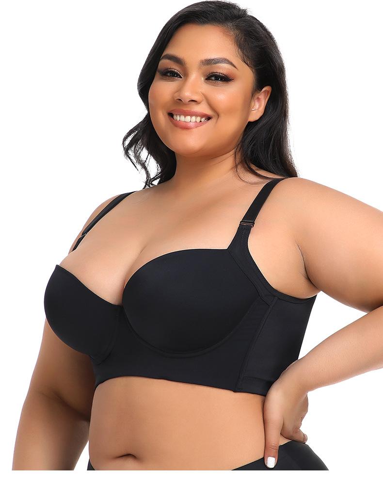 New-Plus Size Girls' Bra Comfortable Slimming Anti-Sagging Black Spaghetti Strap Summer Womenswear Basic Minimalist Lingerie