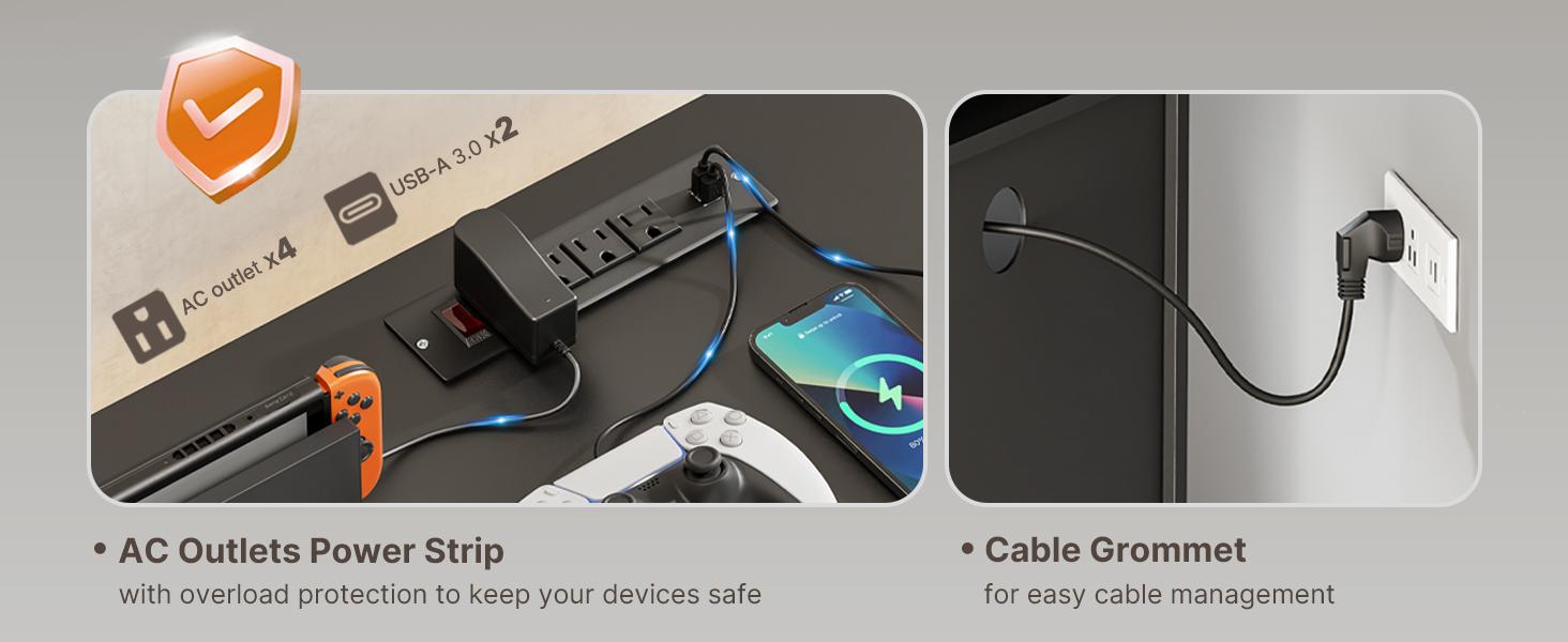 SUNCOZE TV Stand, Entertainment Center with LED Lights and Cabinet for 70/75/80 Inch TV, Modern TV Console Gaming Media Television Stands with Power Outlets for PS5 in Living Room and Bedroom