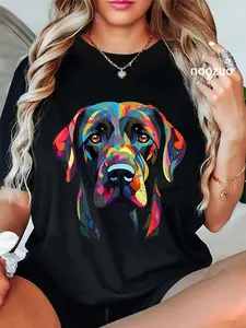 100% Cotton Labrador Retriever Colorful Dog Face Funny Lab Lover Black T-Shirt