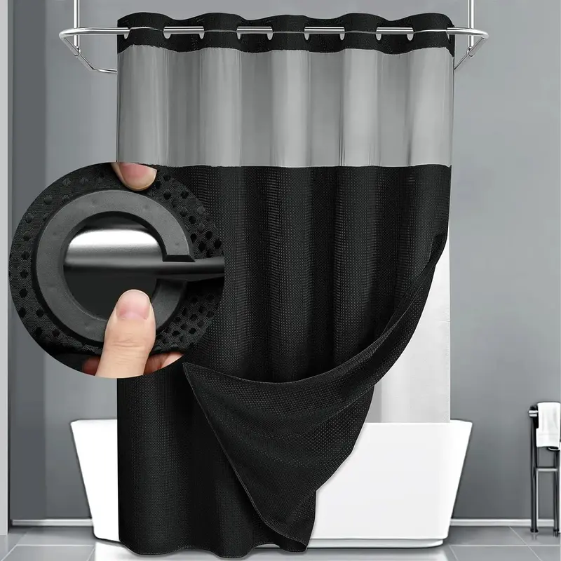 ALYVIA SPRING Waterproof Fabric Shower Curtain Liner – Soft Hotel Style With 3 Magnets, 72x72