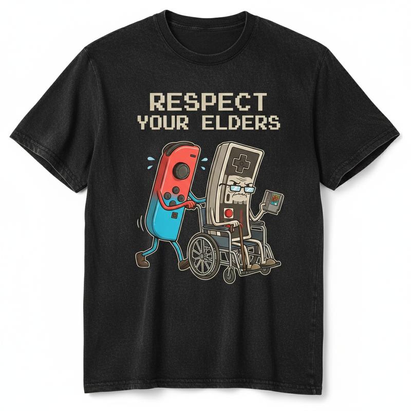 Funny Retro Gamer Graphic T-Shirt Soft Cotton Tee Vintage Console Old School Gaming Lover Gift Unique Humor Design for Men Women - Casual