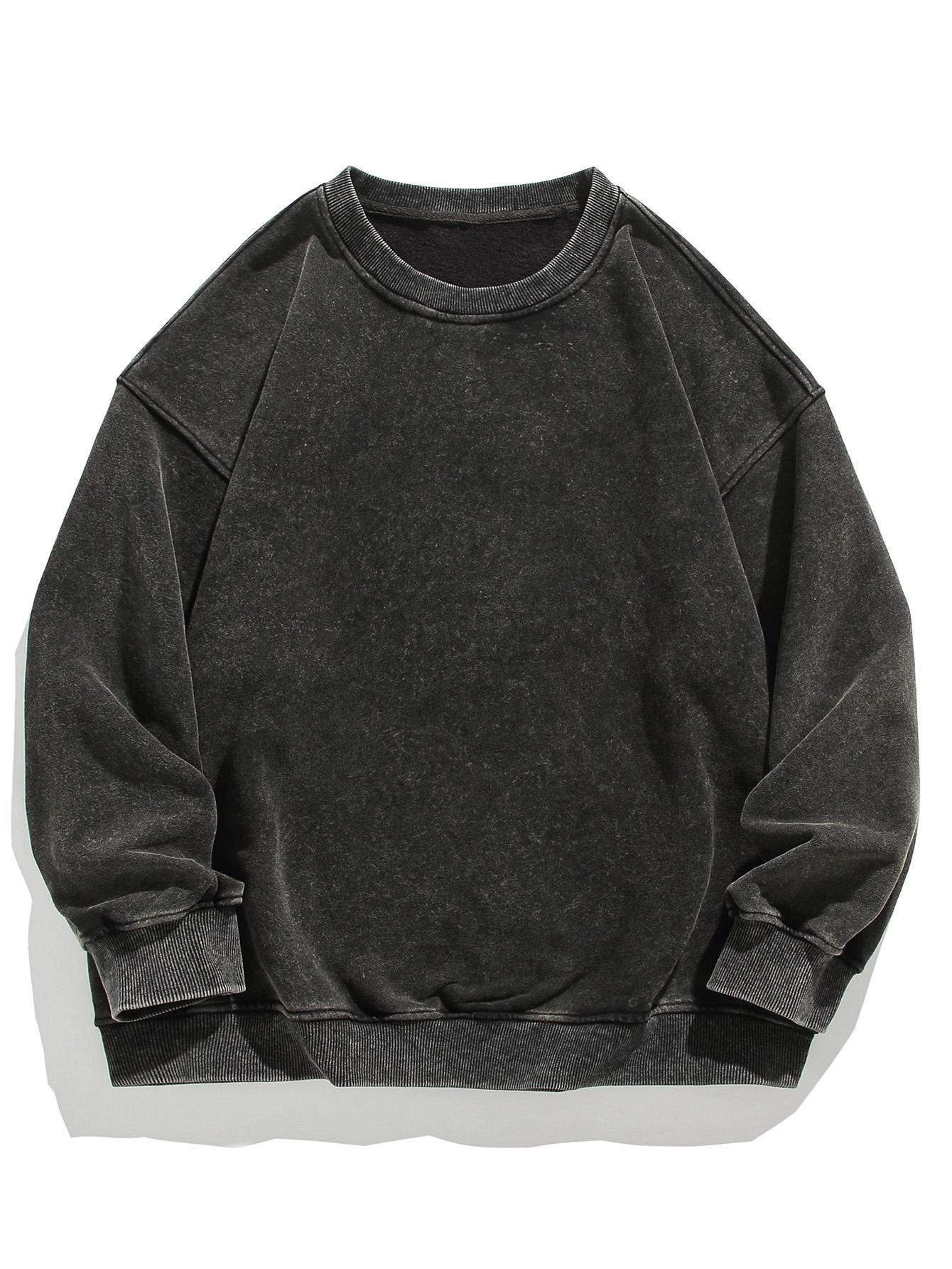 Men's Regular Fit Plain Crewneck Sweatshirt Long Sleeve Pullover Warm Comfortable Ribbed Classic Top Casual Long Sleeve for Fall Winter Menswear