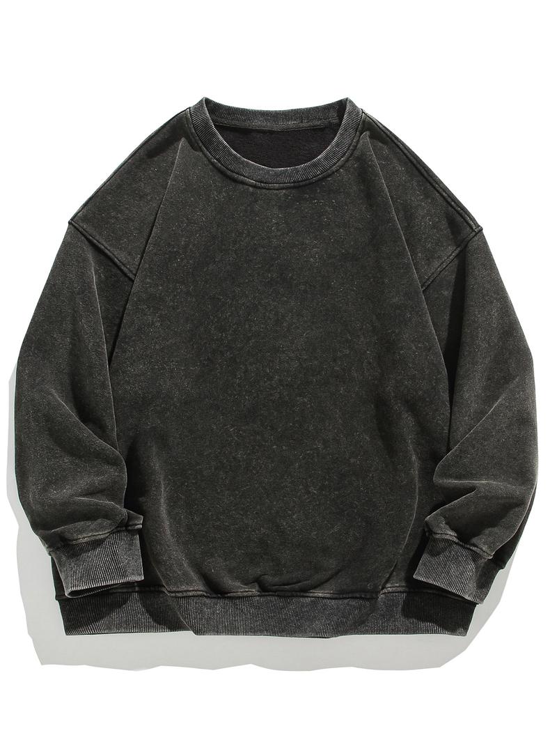 Men's Regular Fit Plain Crewneck Sweatshirt Long Sleeve Pullover Warm Comfortable Ribbed Classic Top Casual Long Sleeve for Fall Winter Menswear