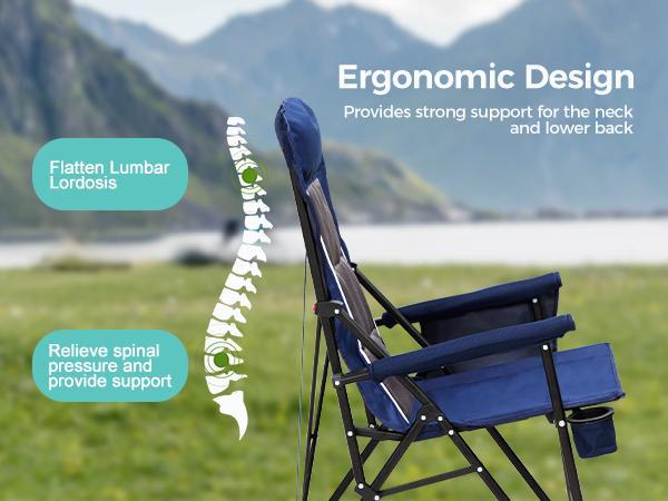 Sophia&William Oversized Folding Camping Chairs High Backrest Heavy Duty Lawn Chairs for Adults Support 500 LBS Portable Camp Chairs with Cup Holders Large Side Pocket for Outdoor