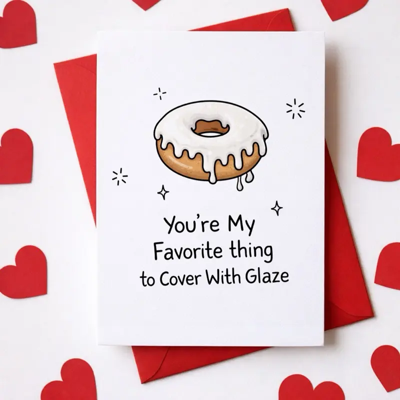 Funny Valentine’s Day Love Card "You’re My Favorite Thing to Cover With Glaze" for Girlfriend, Wife, Partner