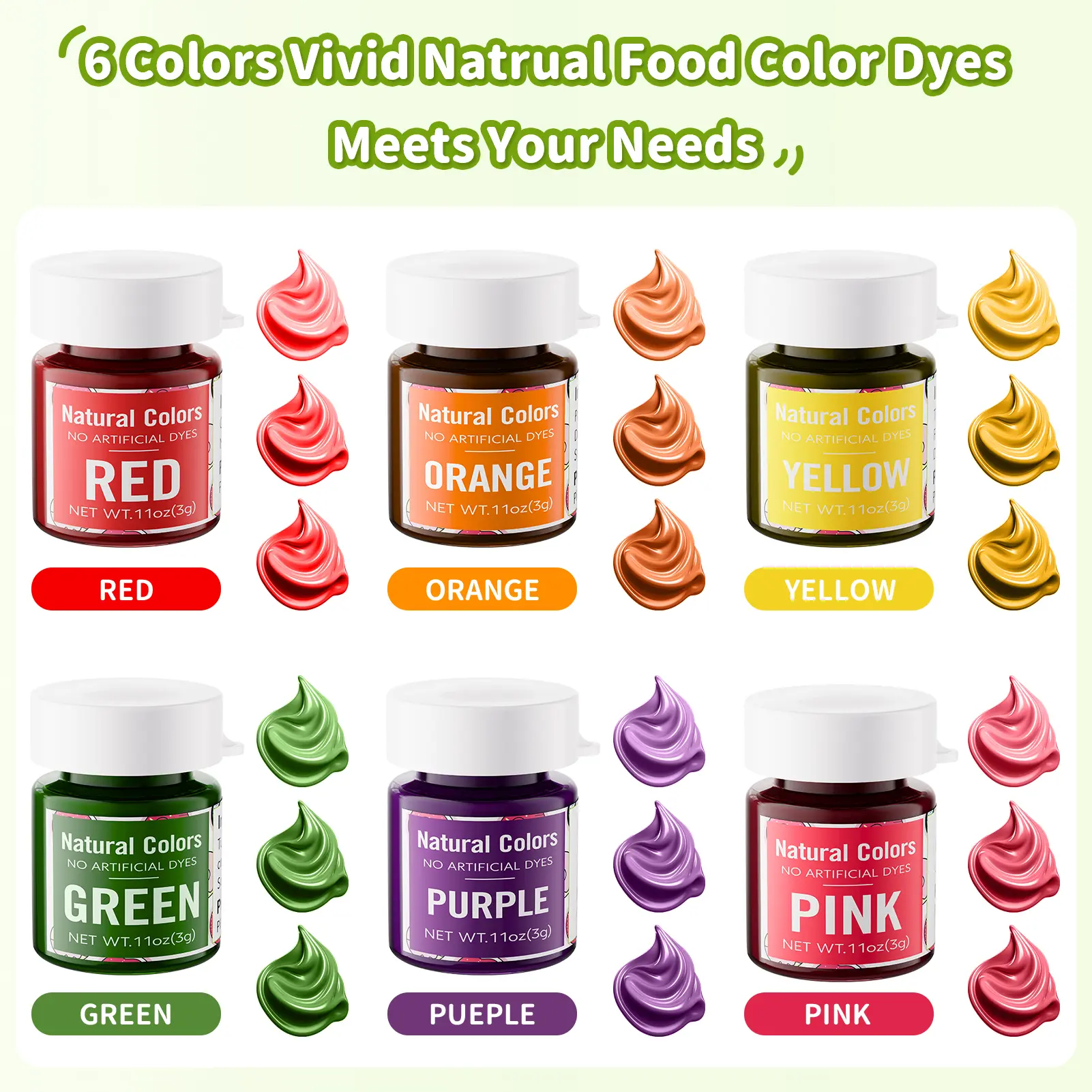 6-Pack Natural Luster Dust Edible Glitter Shimmer Set, 3g/Bottle, Food Grade Water-Soluble Baking Decor, Dairy Free, Non-Toxic, Allergen-Free, Easy-to-Use, Long-Lasting for Cakes, Drinks, Bake Nata