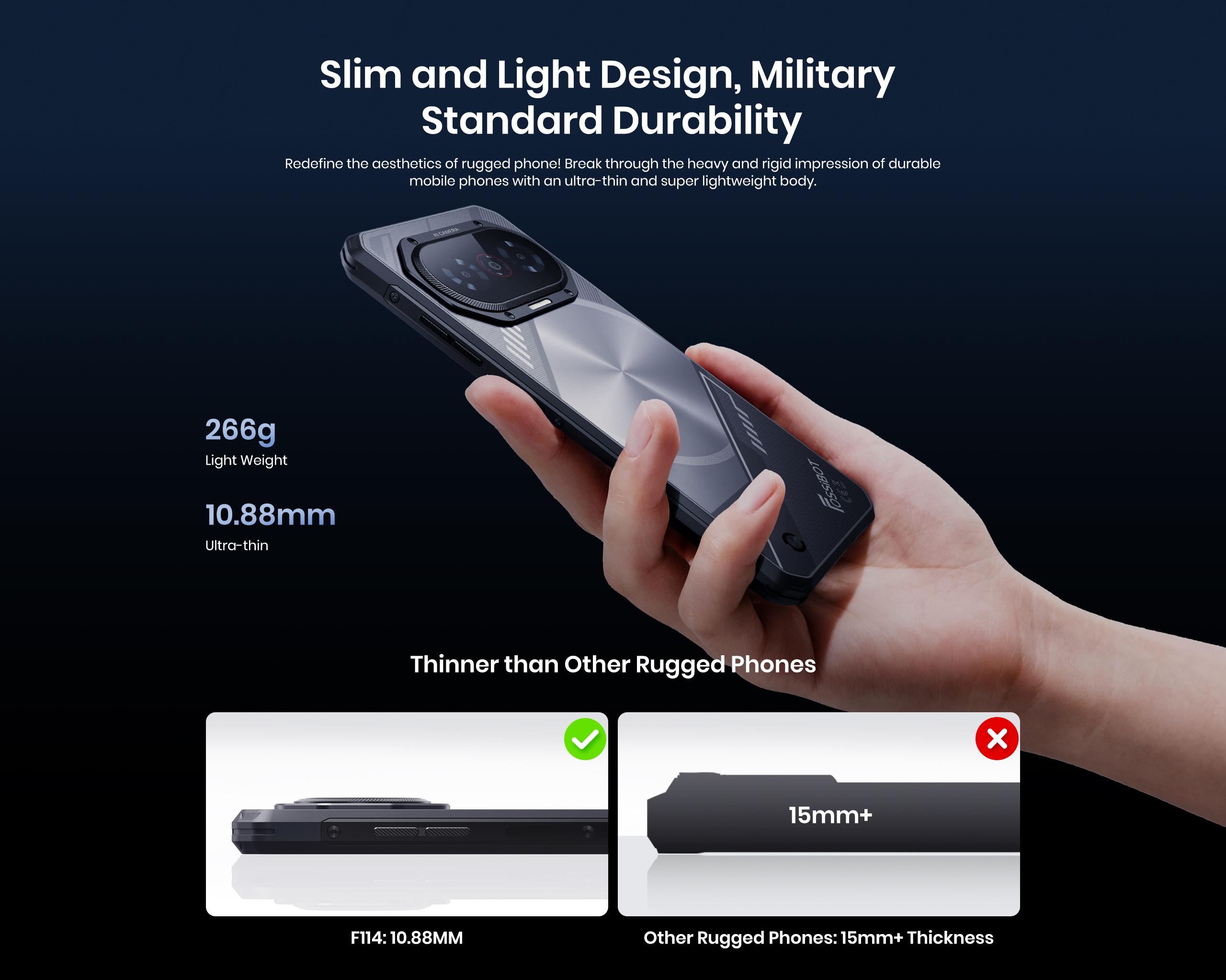 FOSSIBOT F114 Rugged Phone 6.67" HD 12GB +128GB/TF 1TB Android 15 Gaming Rugged Smartphone Octa Core 50MP Main Camera 5000 mAh Battery IP68/IP69K Waterproof Phone,Triple Slot/NFC/Face ID/GPS(Black)