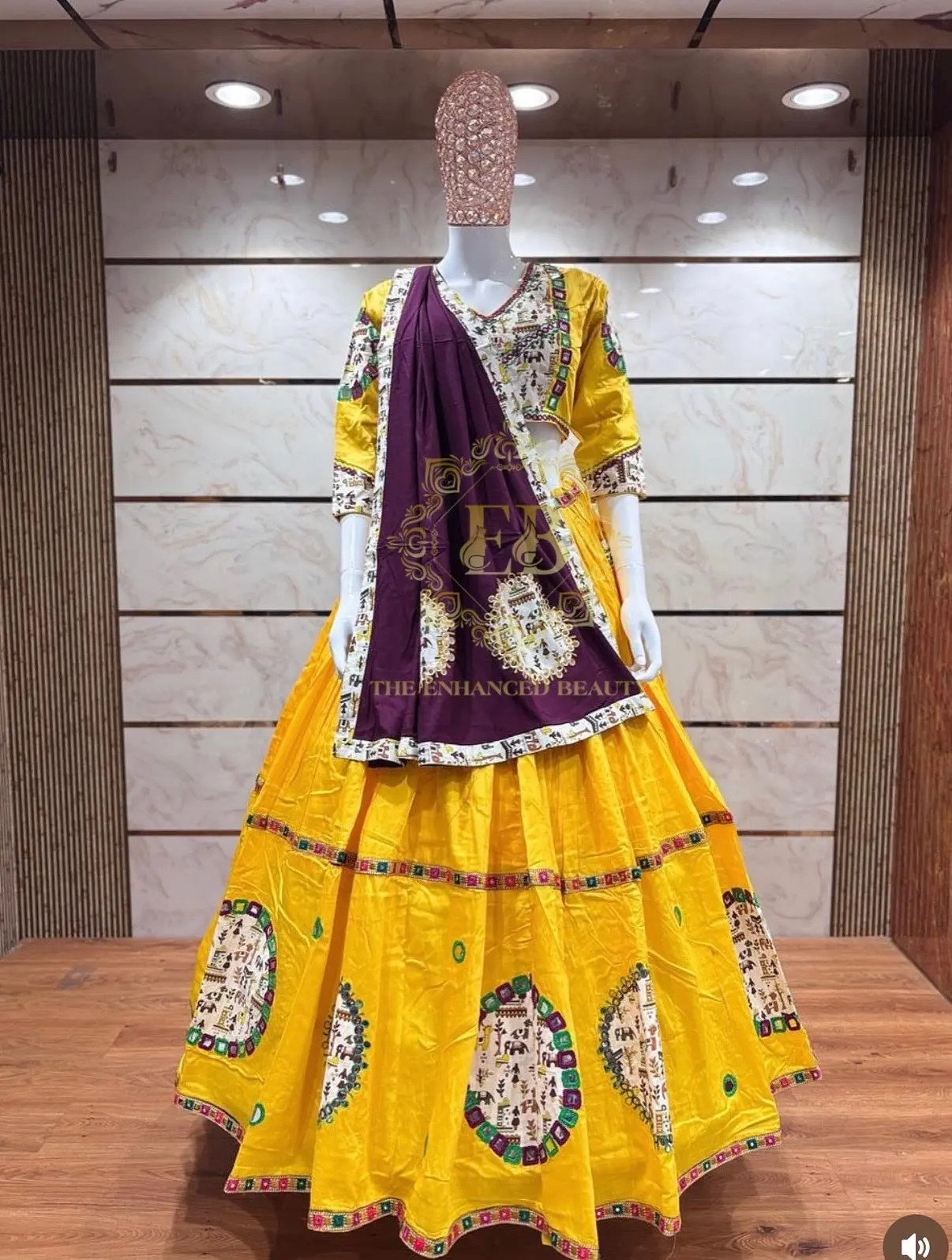 Varli-Chakra Pure Jam Cotton Lehenga Chaniya Choli with Heavy Aari Work