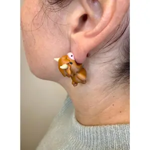 Highland Cow Chomper Earrings | Funny Cow Earrings | Farm Animal Jewelry | Cute Cow Gift | Animal Chomp Earrings