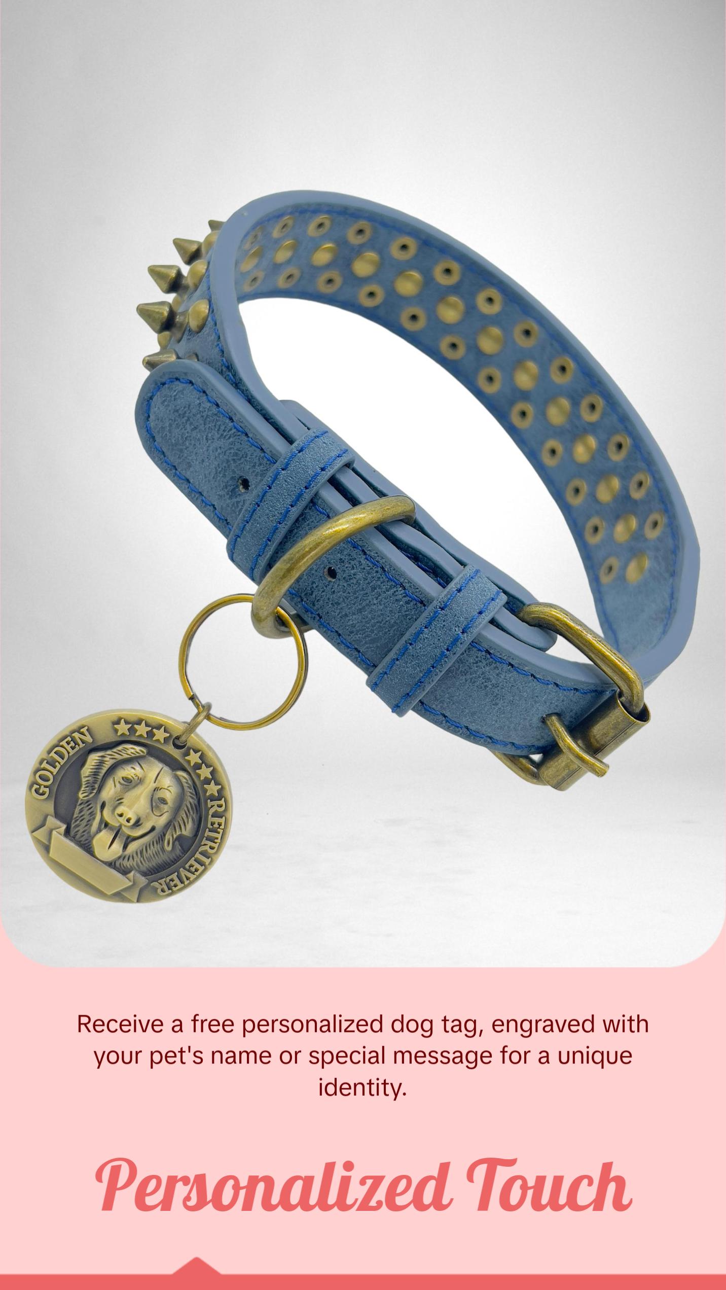 JACK Rivets Handmade PU Leather Dog Collar