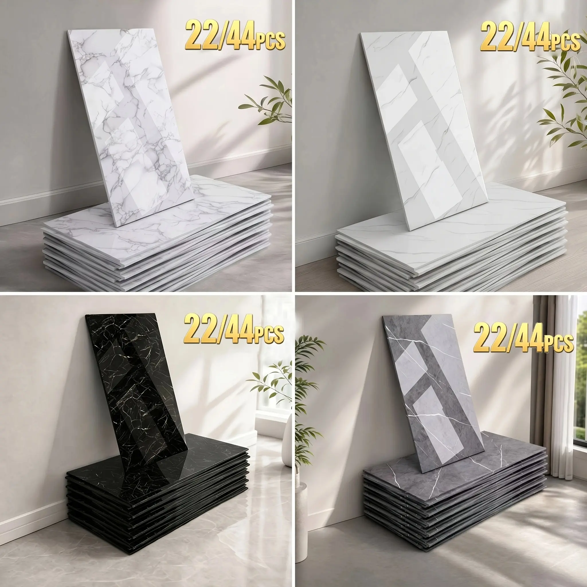 Marble Peel and Stick Wall Panels (22/44 PCS, 23.6"x11.8") - Self-Adhesive PVC Waterproof Backsplash Stickers for Bathroom, Kitchen