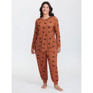 BLOOMCHIC Lady's Midnight Cat Print Spandex Fabric Stretchy Loungewear Bottoms - 2026 Summer Vibes, Swimweek, Spotlight, Deals for You Days Fit Garment Pants