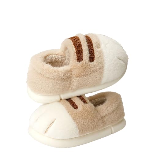Women's & Men's Cat Theme Faux Fur Fuzzy Fashion Slippers Winter Warm Cozy House Fur Slides Cute Bedroom Shoes For Man Woman Home Use Footwear