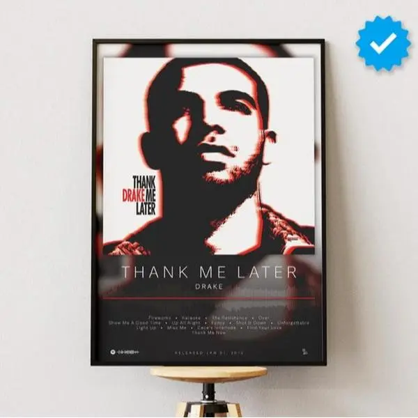 Drake Thank Me Later Poster Print Unframed | Rap Album Cover Wall Art | Gift for Hip Hop Fan | Music Room Decor