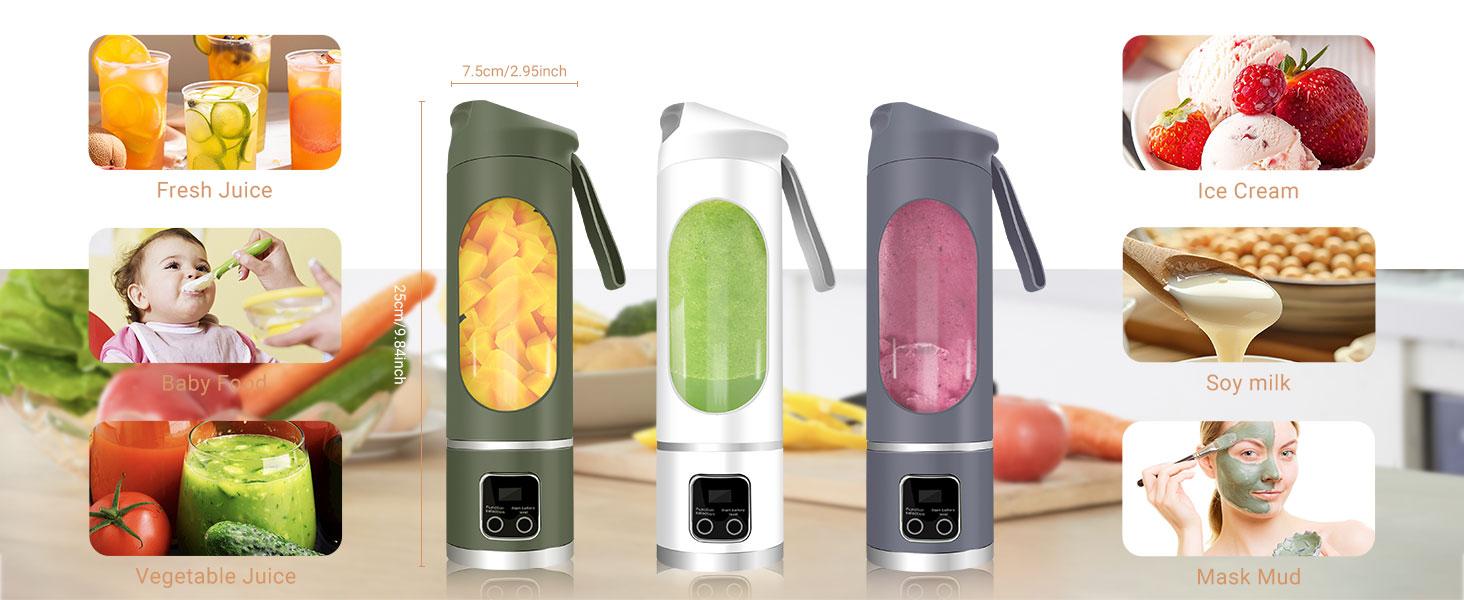 Portable blenders! USB-rechargeable and compact—make smoothies anytime, anywhere. Perfect for travel, back-to-school, and the gym! Leak-proof design. Make smoothies and baby food in seconds. Cup-style juicer. Rechargeable mini vegetable blender.