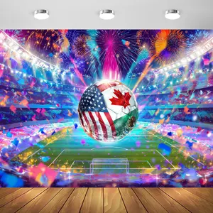 World Soccer Cup Photography Banner Backdrop, 2026 Football Trophy Match Sports Themed Party Decor Banner Field Stadium Celebration Party Background Decoration Photo Merchandise Props 7x5FT