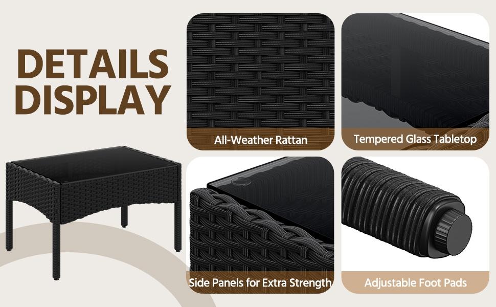 【Crazy Price】Yaheetech 4-Piece Patio Furniture Set Hand-Woven PE Rattan Conversation Set with Soft Cushions & Tempered Glass Table for Backyard Garden Poolside