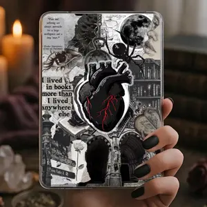 Black Heart Red Blood Kindle Grip, Dark Romance Magnetic Holder, Gothic Magsafe Phone, Kindle Accessory sticky Baby mount Library Card Flower-Shaped Multi-Functional Stand Universal Car Spooky Bat Adjustable