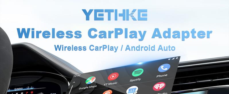 YETHKE 2026 Mini Wireless CarPlay Adapter Upgrade Wired to Wireless for CarPlay & Android Auto Plug and Play Fast Auto-Reconnect Stable Control Zero Delay Car Play for iPhone iOS 10+ Android 11+