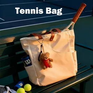 Tennis bag with high appearance quality, suitable for women, featuring a polyester ball bag for outdoor sports, multi-functional shopping bag, handbag, large capacity, single shoulder design, and badminton bag.