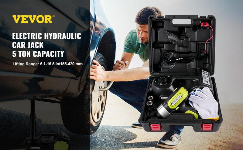 VEVOR Electric Car Jack 5 Ton Car Jack Hydraulic, TikTokShopBlackFriday, Electric Floor Jack with Electric Impact Wrench, LED Light Hydraulic Jack Car Repair Tool, 135-360 mm Lifting Range for SUV MPV Sedan Truck Repair