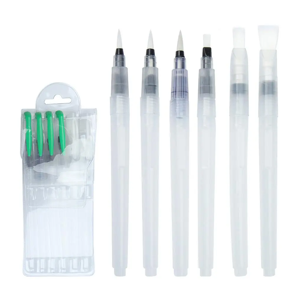 6pcs Watercolor Brush Pen Paintbrush Set, Refillable Ink and Water Brush Pen for Watercolour Acrylic Painting Colour Blending Calligraphy Brushes, Watercolor Painting Supplies, Artist Supplies, Art Materials