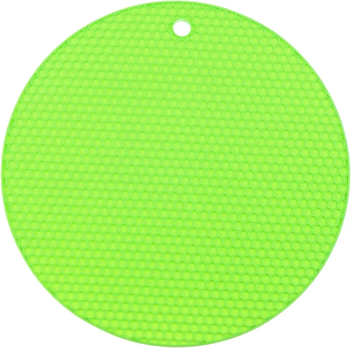 Round Shaped Silicone Trivet Mats, Nonslip Heat Insulated Flexible Hot Pot Mat for Kitchen Counter Dining Table, Green