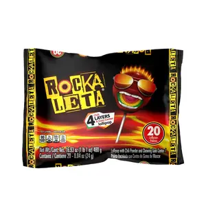 Rockaleta 4 Chili Layers & Gum Center Lollipop (20 Pieces) - Sweet Snack