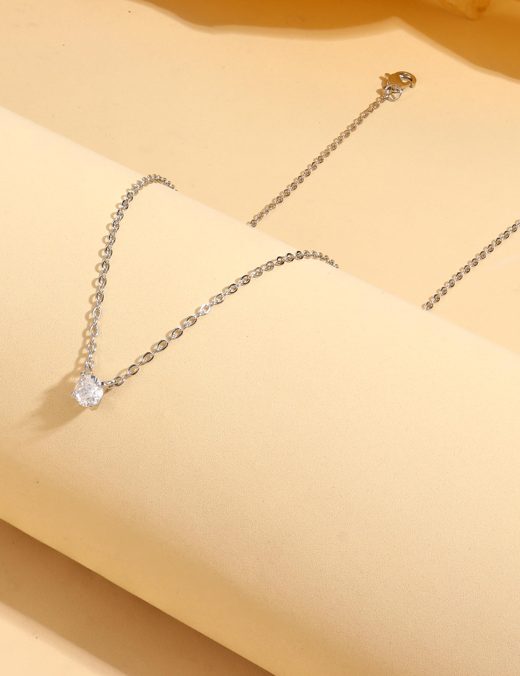 ORAZIO Layered Gold Necklaces for Women Non Tarnish, Dainty 14K Gold Plated Cubic Zircon Necklace Stack Layering Chain Necklace Stackable Cute CZ Pendant Choker Necklace for Women