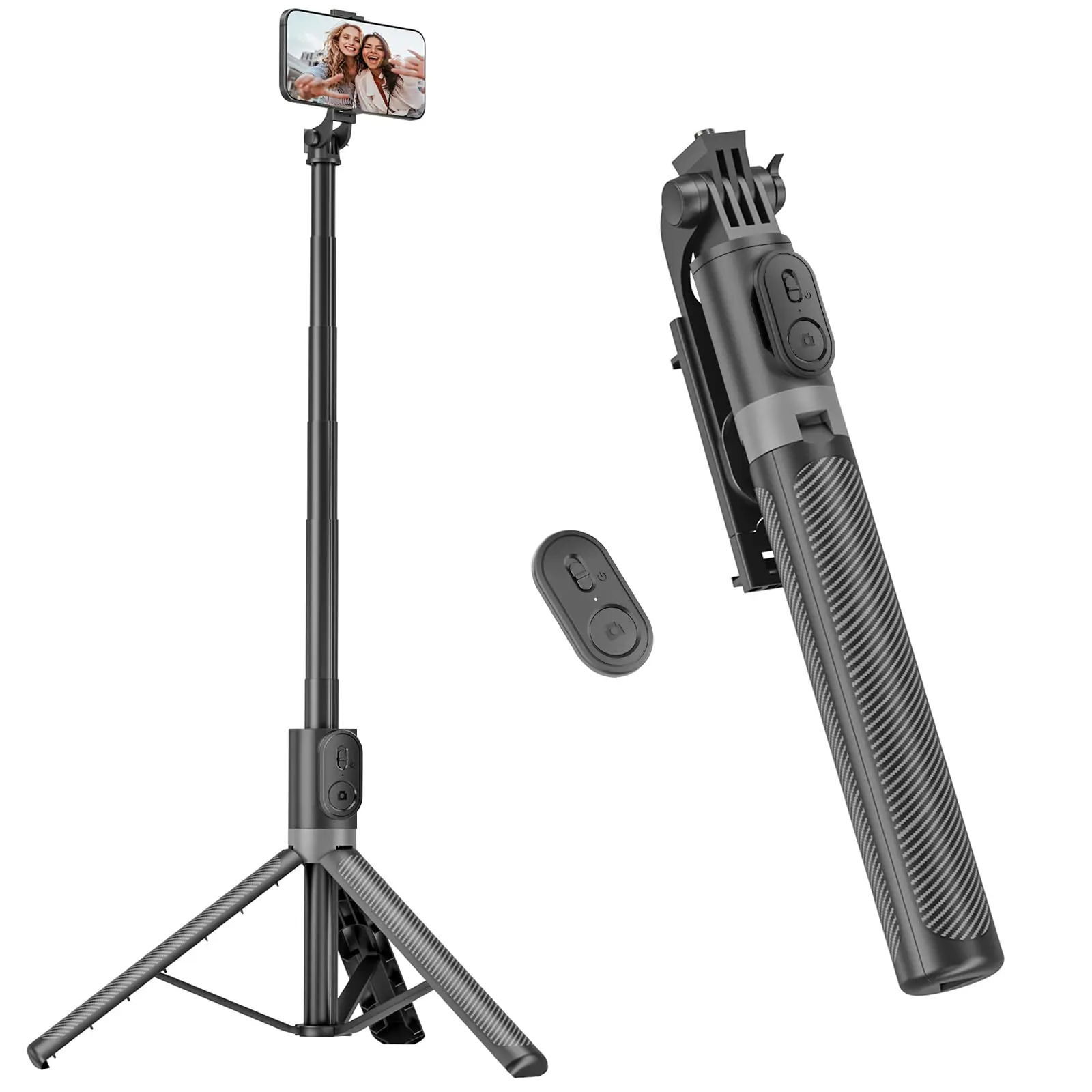 Phone Tripod & Selfie Stick, All in One Extendable Cell Phone Tripod with Wireless Remote, Tripods Stand for iPhone & Travel Selfie Stick 360° Rotation Compatible with iPhone Android, Camera Selfie Accessories Smart Selfie