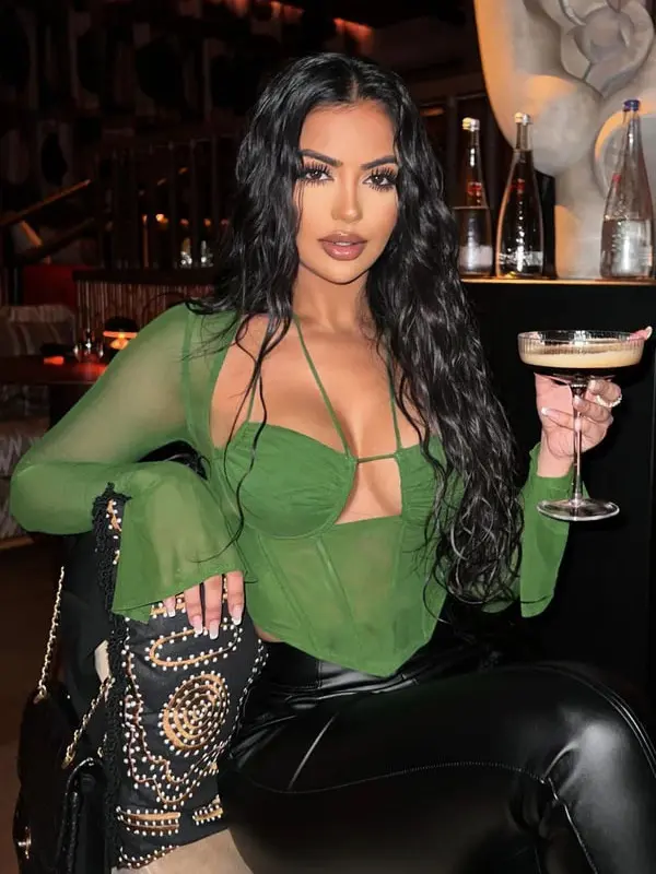 Melanie Mesh Corset Top - Olive